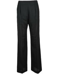 Alberta Ferretti - Straight-Leg Virgin Wool Trousers With High Waist - Lyst