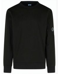 C.P. Company - Long-Sleeve Crewneck Sweatshirt With Zippered Pocket And Circular Logo Patch - Lyst