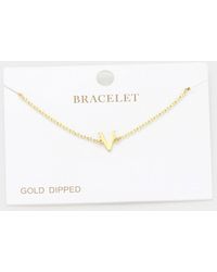 Fashnzfab - V- Dipped Metal Initial Monogram Charm Bracelet - Lyst