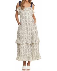 J.Nna - Ruffle Detailed Ribbon Strap Midi Dress - Lyst