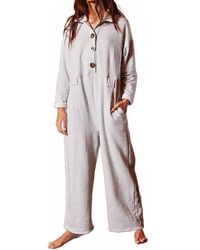 Bucketlist - French Terry Boxy Button Up Jumpsuit - Lyst