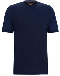 BOSS - Cotton-silk Regular-fit T-shirt With Mixed Structures - Lyst