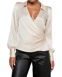 L'Agence - Bernice Satin Wrap Blouse - Lyst