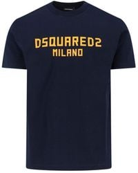 DSquared² - Dark Cotton Crew Neck T-Shirt With Contrasting Logo - Lyst