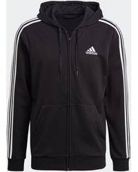 adidas - Essentials 3-Stripes Full-Zip Hoodie - Lyst
