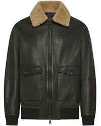 Peuterey - Shearling Collar Leather Jacket - Lyst