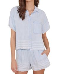 Bella Dahl - Short Sleeve Frayed Hem Button Down Shirt - Lyst