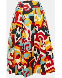 DSquared² - Printed Silk Pleated Midi Skirt - Lyst