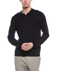 Bruno Magli - Cable Front Merino Wool Polo Sweater - Lyst