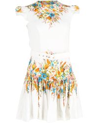 Zimmermann - Estelle Floral Print Mini Belted Flared Dress - Lyst