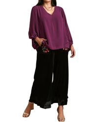 Umgee - V-Neck Long Sleeve Tunic Blouse - Lyst