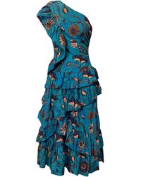 Ulla Johnson - Ondine Floral Ruffled Midi One-Shoulder Dress - Lyst