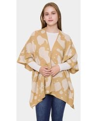 TRUEDAMES - Cow Pattern Print Cape Cardigan Poncho - Lyst