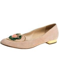 Charlotte Olympia - Peach Suede Birthday Zodiac Cancer Ballet Flats - Lyst