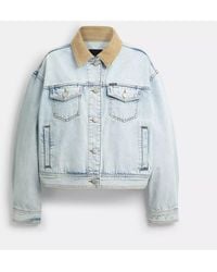 COACH - Denim Jacket With Corduroy Collar - Lyst