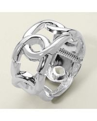 Fashnzfab - Bold Metal Sculptural Chain Link Hinged Bangle Bracelet Rhodium - Lyst