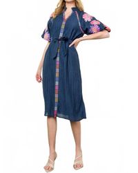 Thml - Embroidered Puff Sleeve Textured Dress - Lyst