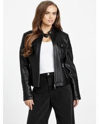 Guess - Danielle Faux-Leather Moto Jacket - Lyst