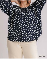 Umgee - Animal Print Round Neck Long Sleeve Top - Lyst