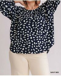 Umgee - Animal Print Round Neck Long Sleeve Top - Lyst