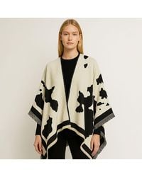 TRUEDAMES - Cow Pattern Print Ruana Poncho - Lyst