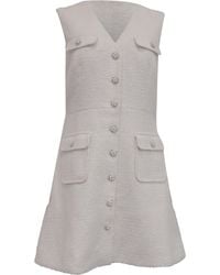Self-Portrait - V-Neck Tweed Mini Dress - Lyst