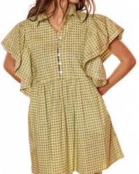 Bucketlist - Ruffle Sleeves Pintuck Detail Floral Mini Dress - Lyst