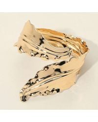 Fashnzfab - Textured Metal Leaf Tip Wrap Arm Cuff Bracelet - Lyst
