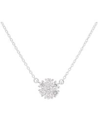 Diana M. Jewels - 18 Kt White Gold Diamond Pendant With Flower-shaped Design Adorned With 1.00 Cts Tw Round Diamonds - Lyst