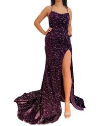 Sherri Hill - Sequin Straight Neckline Prom Gown - Lyst