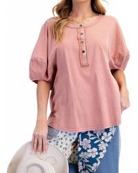Easel - Cotton Lace Knit Top - Lyst