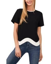Cece - Top Contrast-Hem Short Sleeve Round Neck Blouse Fts1327 - Lyst