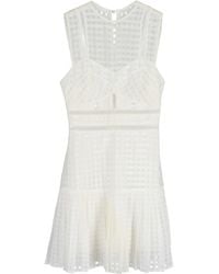 Self-Portrait - Meshed Lace Mini Sleeveless Dress - Lyst