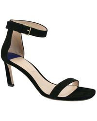 Stuart Weitzman - S Squarenudist Suede Heel Sandal With Ankle Strap - Lyst