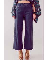 Q2 - Faux Leather Wide Leg Cropped Pants - Lyst