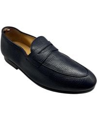 Bally - Plumy 6300443 Midnight Calf Grained Leather Loafers - Lyst