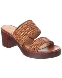 Madewell - Double-strap Straw & Leather Platform Sandal - Lyst