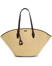 BOSS - Raffia Tote Bag With Leather Trims - Lyst