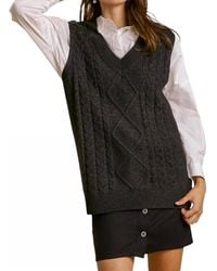 Umgee - Cable V-Neck Sweater Vest - Lyst