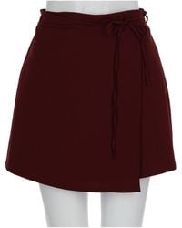 Alysi - Burgundy Wrap Mini Skirt With Side Tie Closure - Lyst