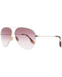 Victoria Beckham - Aviator Sunglasses Vb90s Gold/burgundy 62mm - Lyst