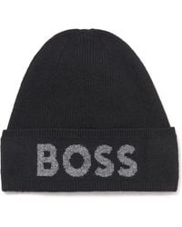 BOSS - Elio Big Logo Beanie - Lyst
