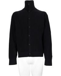 Studio Nicholson - Ribbed Knit High Stand Collar Cotton Sweater - Lyst