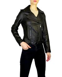 Michael Kors - Outerwear Asymmetrical Zip Belted Short Leather Jacket - Lyst