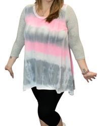 Honeyme Tie Dye Meets Stripes Hoodie in Gray Lyst