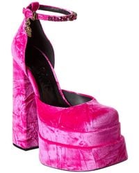 Versace - Medusa Aevitas Velvet Platform Pump - Lyst