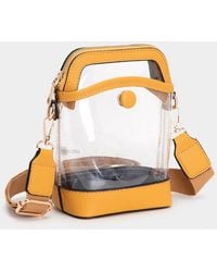 Fashnzfab - Solid Faux Leather Transparent Crossbody Bag - Lyst