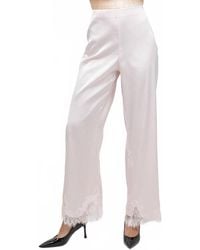 WHITEROOM+CACTUS - Satin Straight Leg Pants With Lace Hemming - Lyst