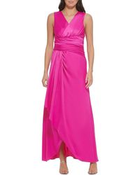 DKNY - Satin Ruched Evening Dress - Lyst