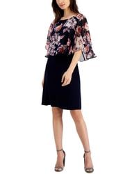 Connected Apparel - Petites Knee Length Floral Print Wear To Work Dress - Lyst